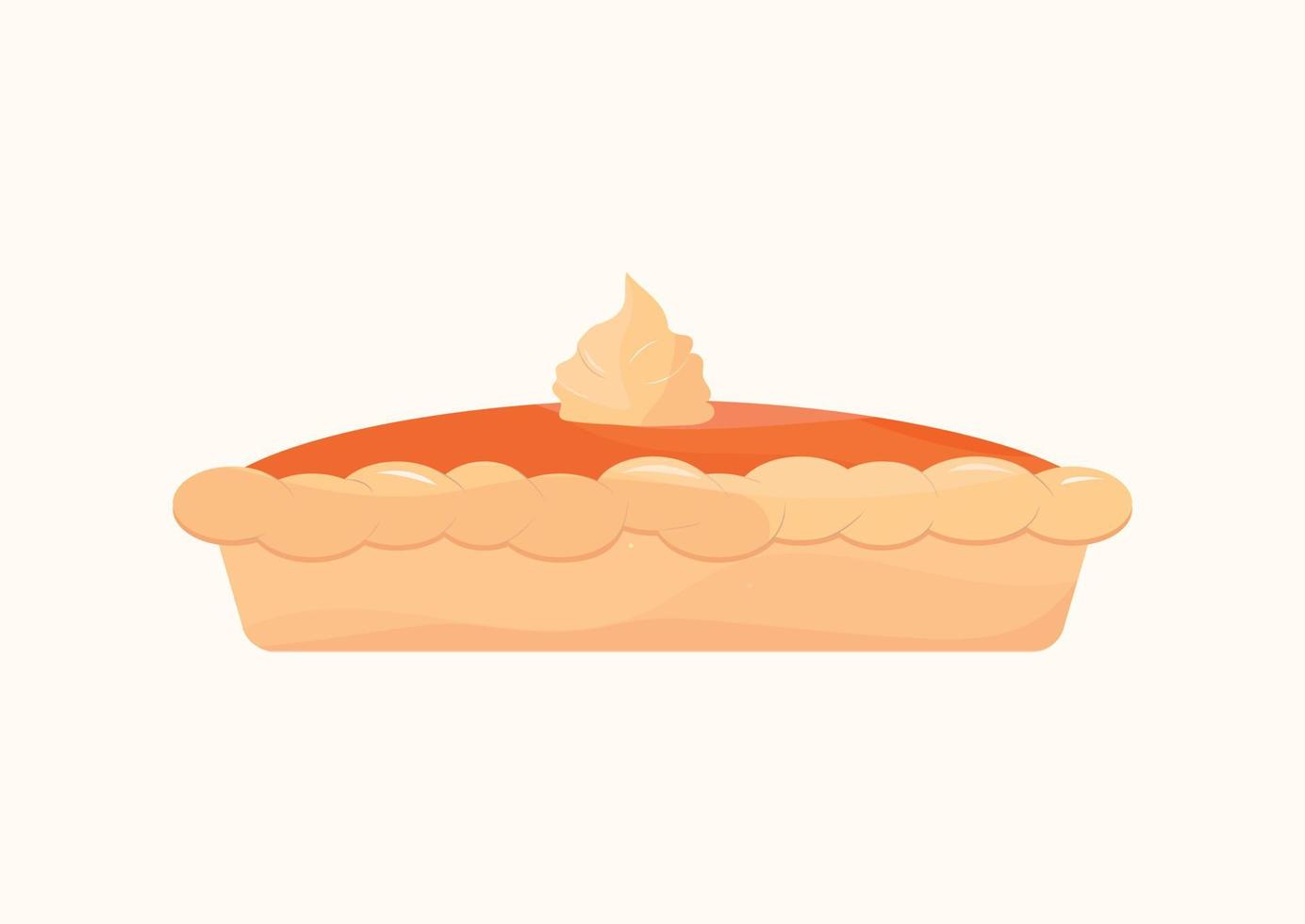 torta de abóbora. ilustração em vetor de torta de abóbora para ação de Graças. desenho de torta de laranja de férias para receita ou impressão