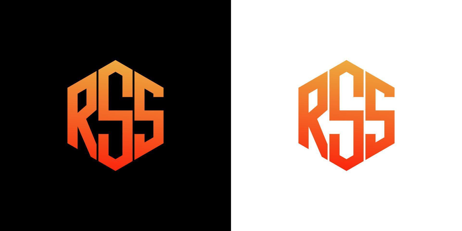 modelo de vetor de ícone de monograma de polígono de design de logotipo de carta rss