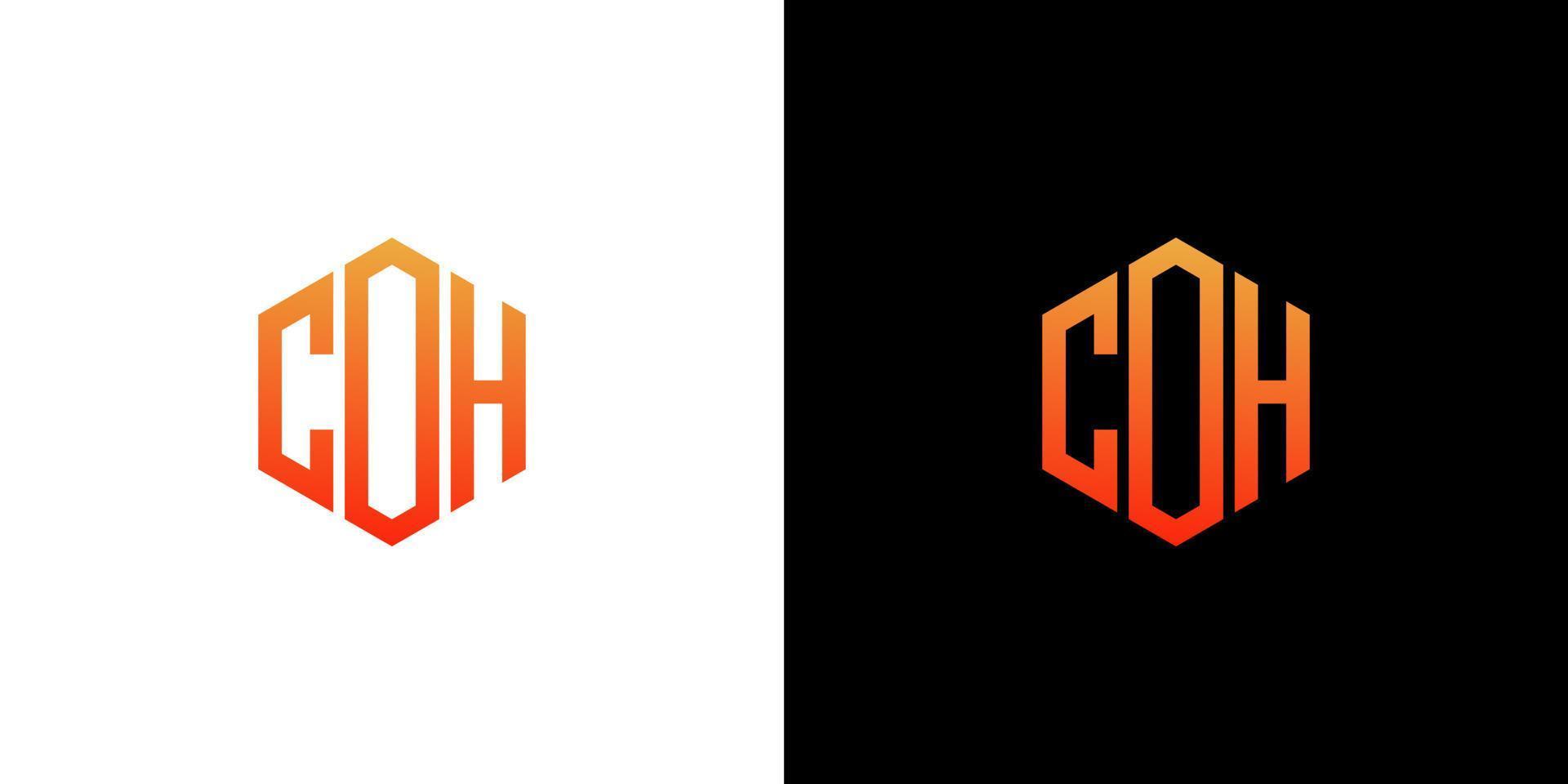 modelo de vetor de ícone de monograma de polígono de design de logotipo de carta coh