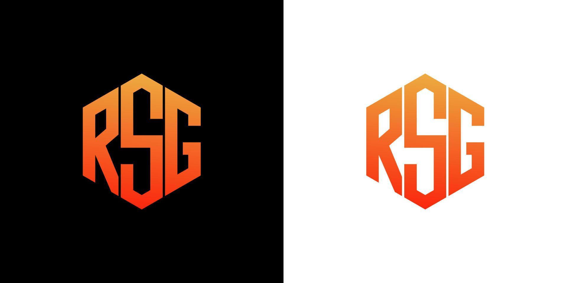 modelo de vetor de ícone de monograma de polígono de design de logotipo de carta rsg