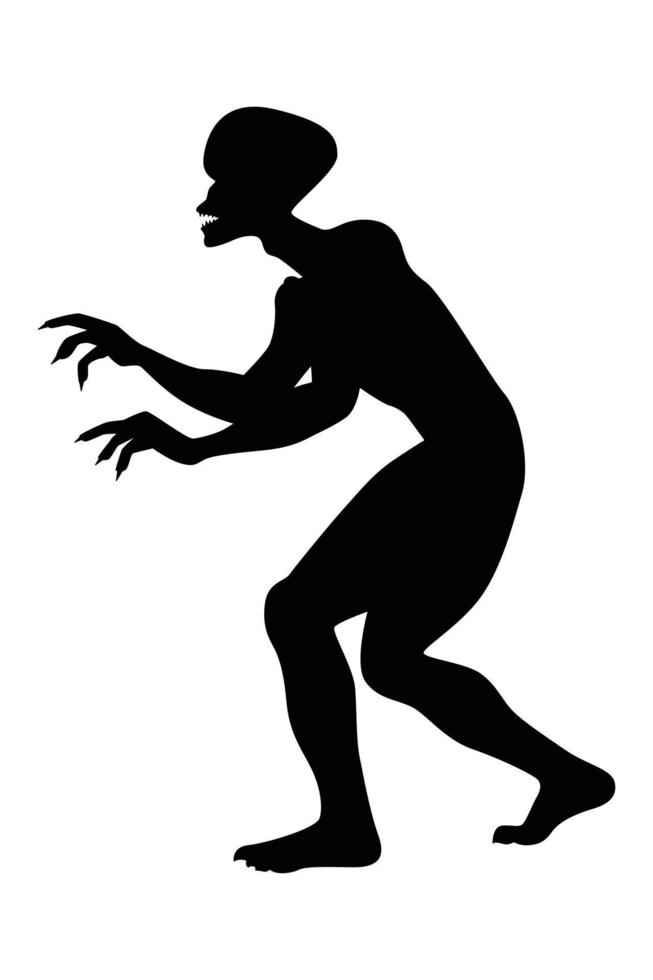 vetor de silhueta de diabo fantasma em fundo branco, alienígena, design gráfico para o dia de halloween.