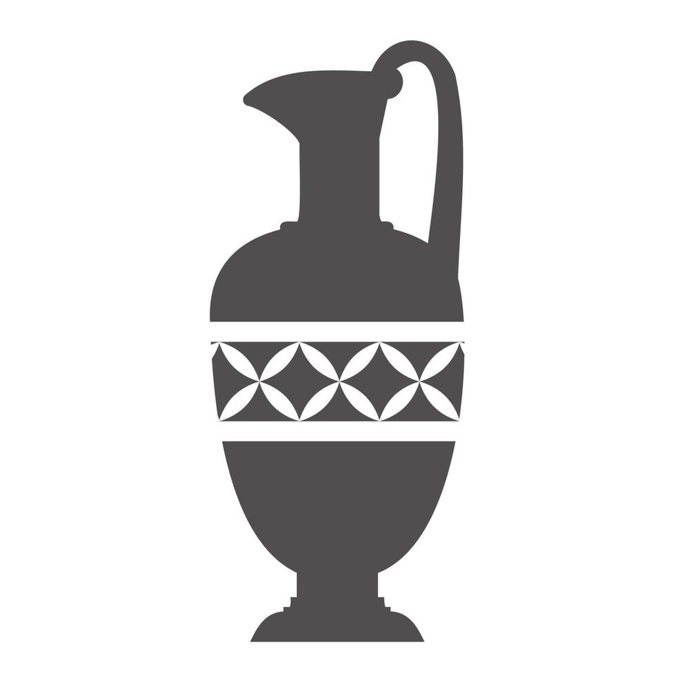 silhueta de vaso grego. jarro antigo e pote com padrão de meandro. ilustração de glifo. cerâmica de barro. vetor. vetor