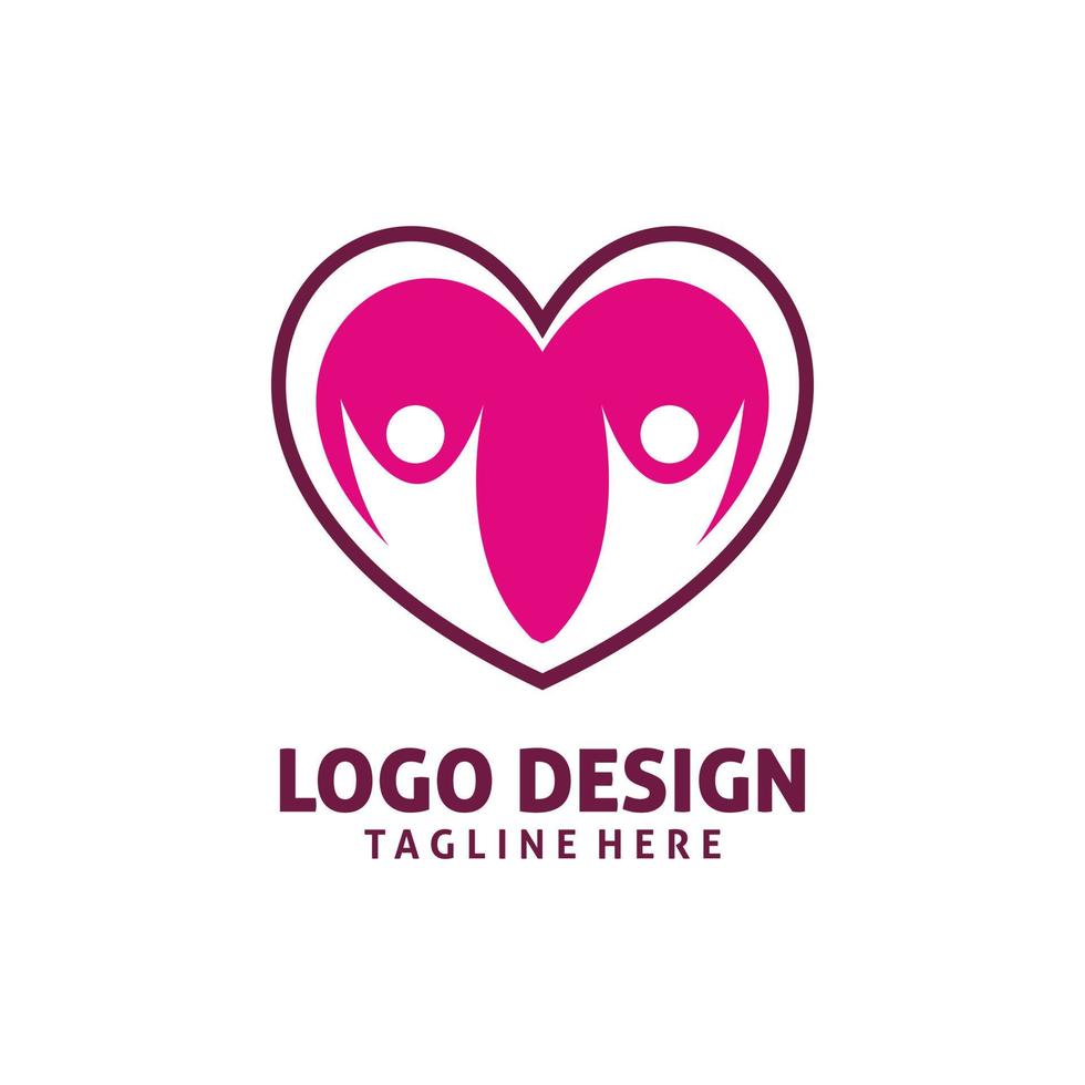 amor coração pessoas design de logotipo vetor