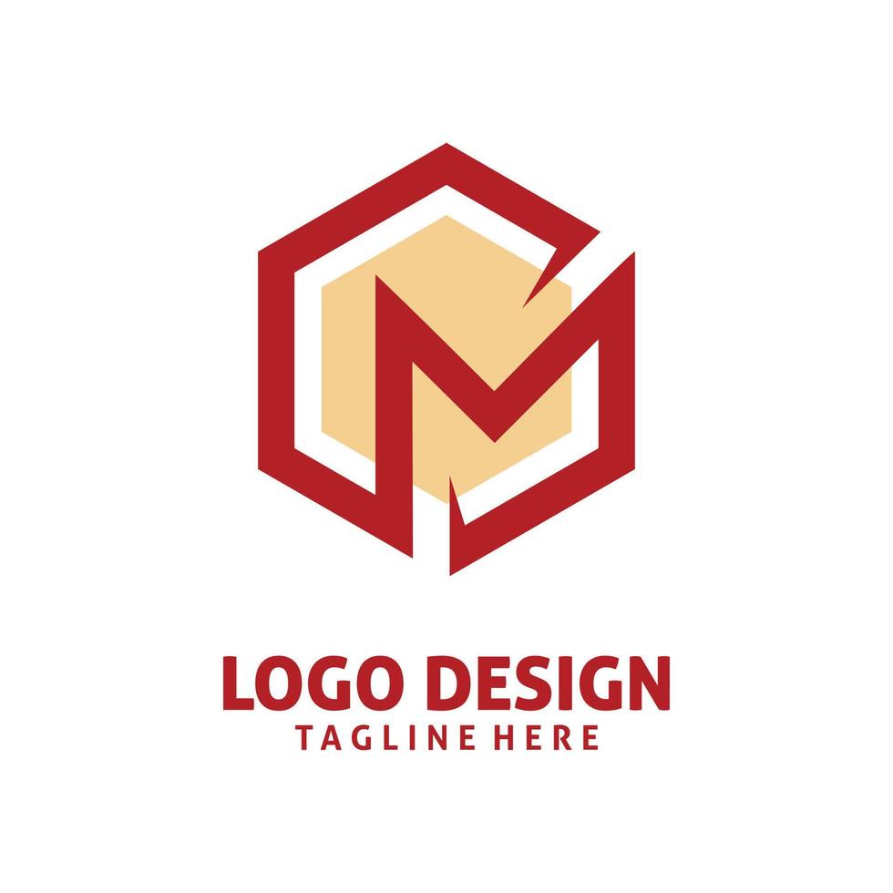 design de logotipo de letra m hexagonal vetor