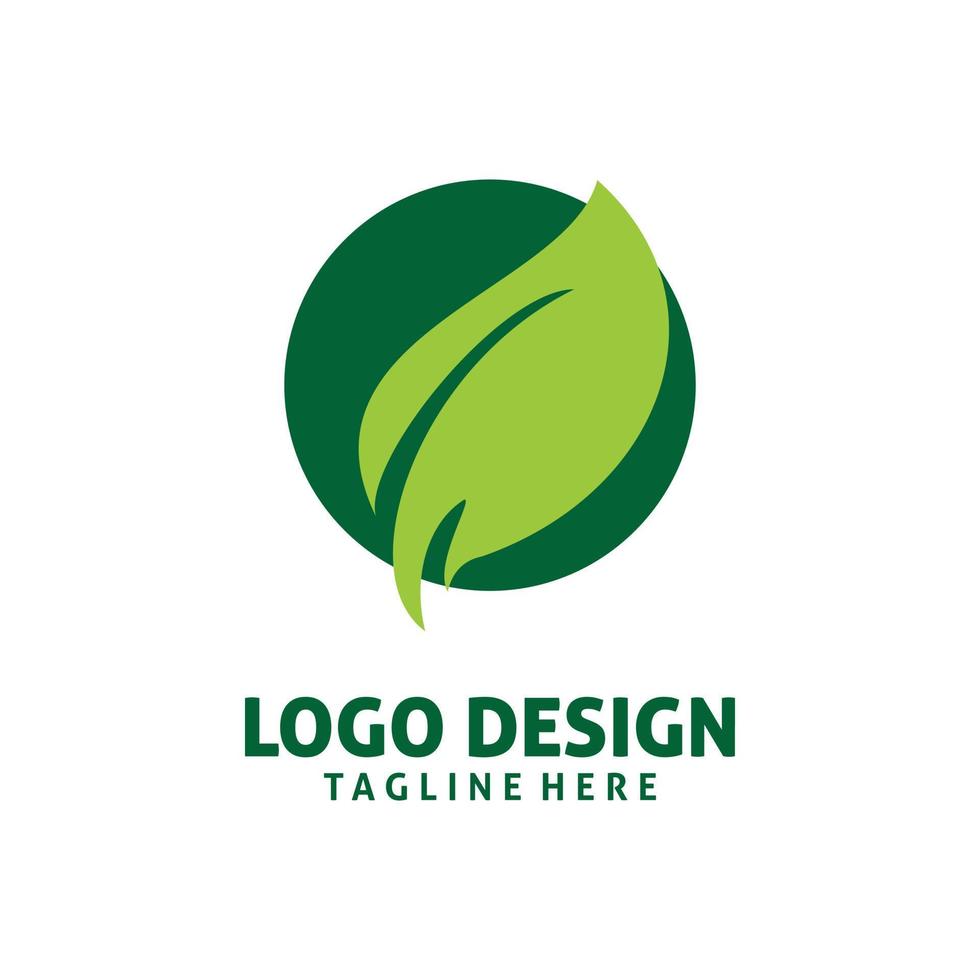 design de logotipo de folha de círculo verde vetor