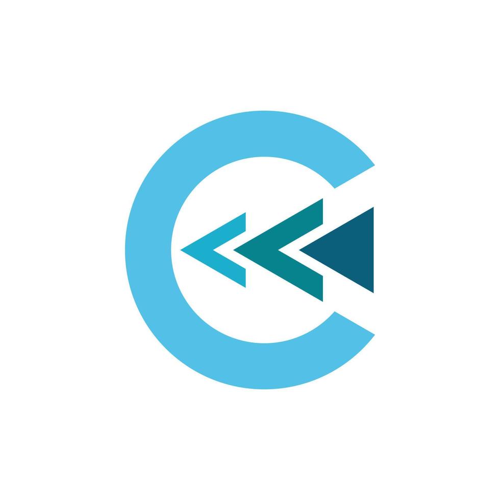 design de logotipo de seta azul letra c vetor