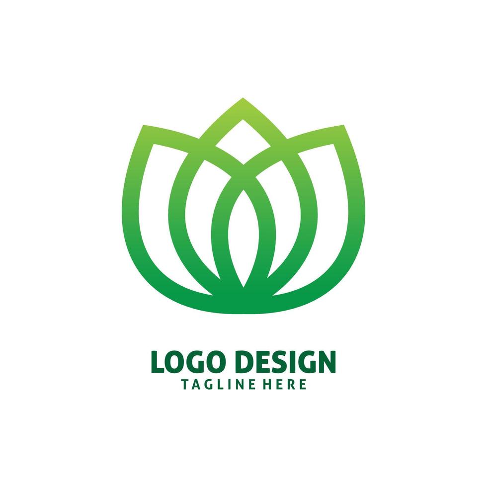 design de logotipo de folha de ioga de lótus verde vetor