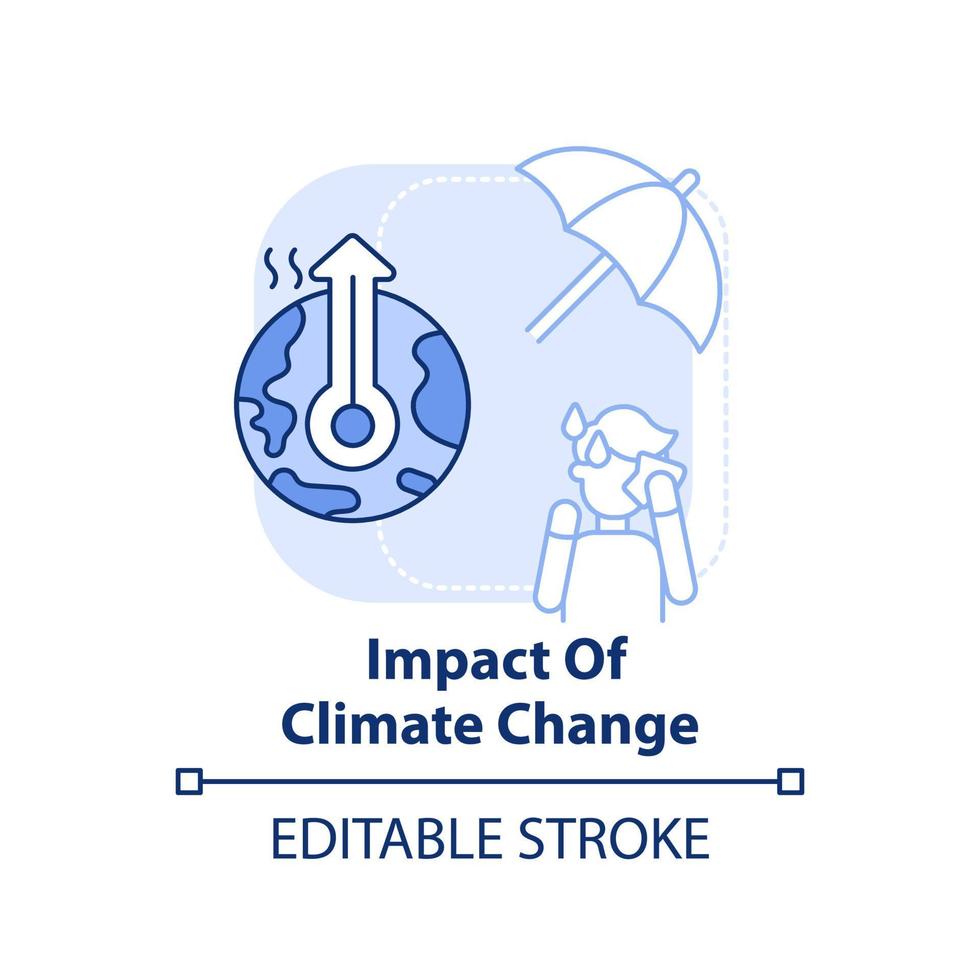 impacto do ícone de conceito azul claro de mudança climática. questões meteorológicas. tendência na ilustração de linha fina de idéia abstrata de psicologia. desenho de contorno isolado. traço editável. vetor