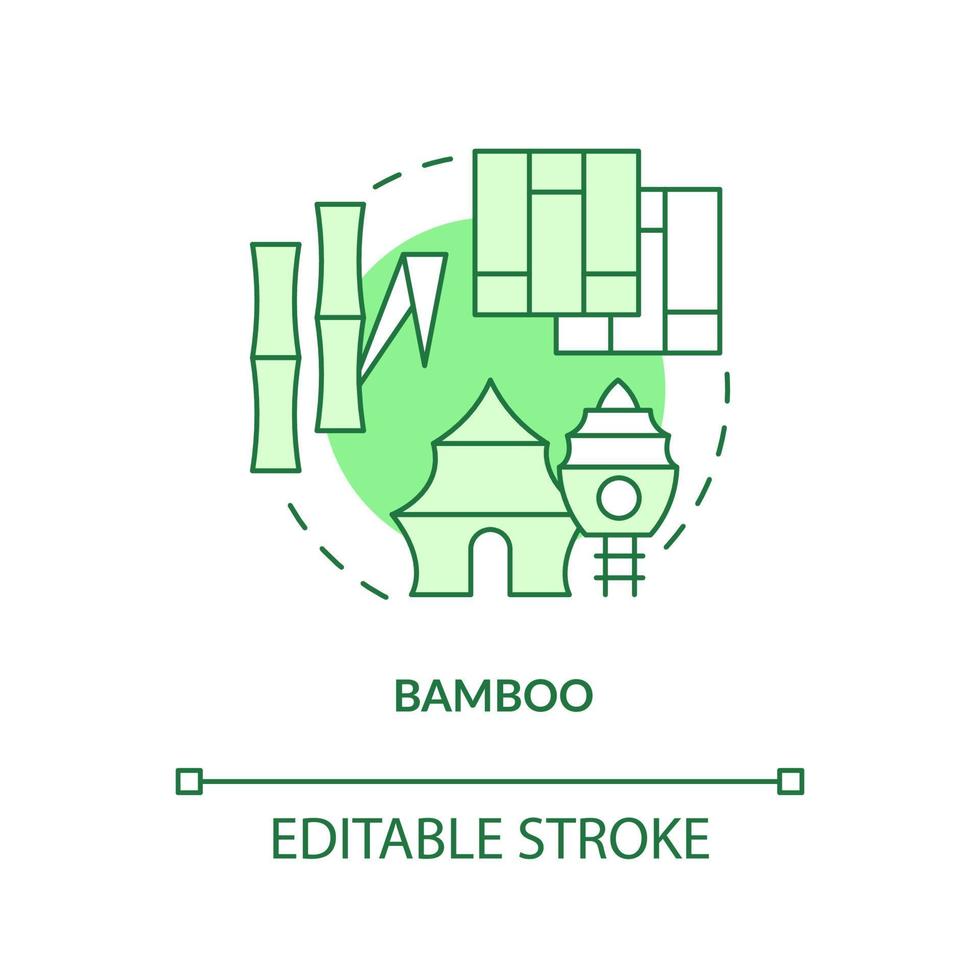 ícone de conceito verde de bambu. material de construção alternativo idéia abstrata ilustração de linha fina. colheita sustentável. desenho de contorno isolado. traço editável. vetor