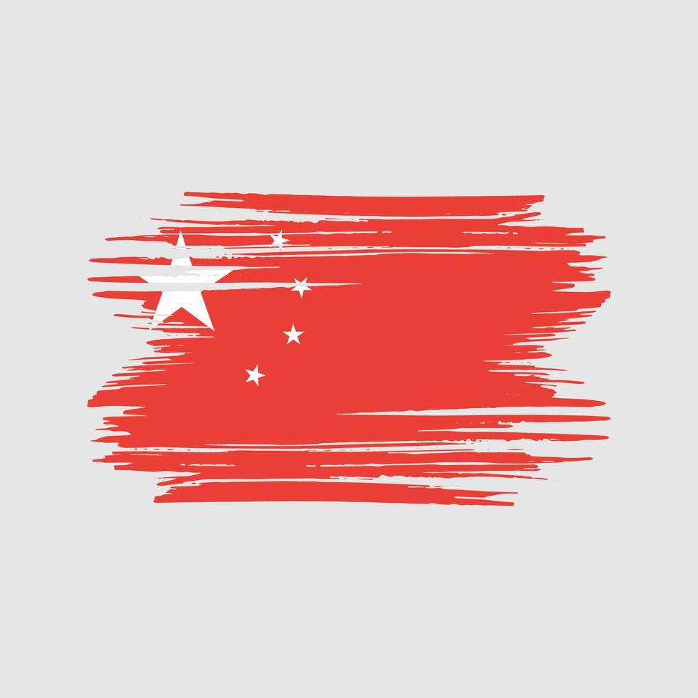 pinceladas de bandeira da china. bandeira nacional vetor