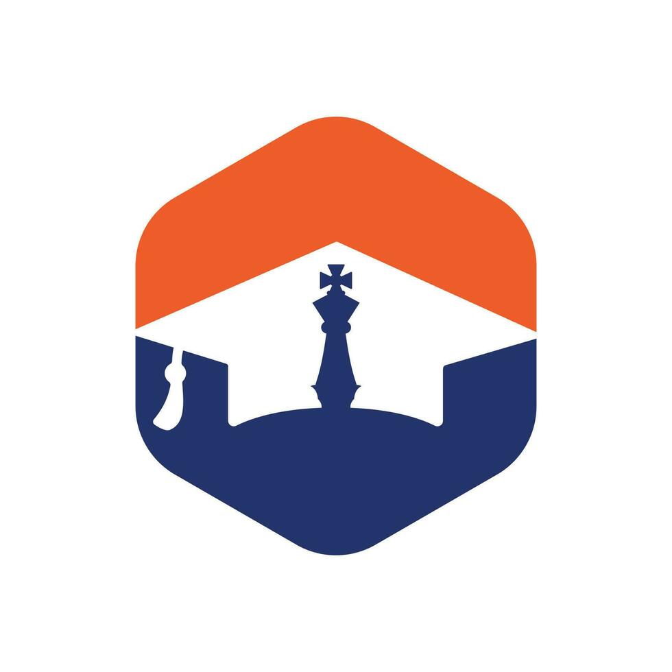 design de logotipo de vetor de cavaleiro de xadrez de graduação. conceito de logotipo de vetor de estratégia de educação.