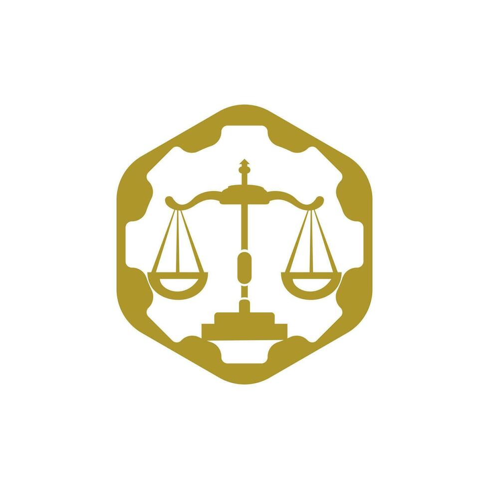 conceito de design de logotipo de vetor de escritório de advocacia industrial. escritório de advocacia com modelo de design de logotipo de engrenagem.