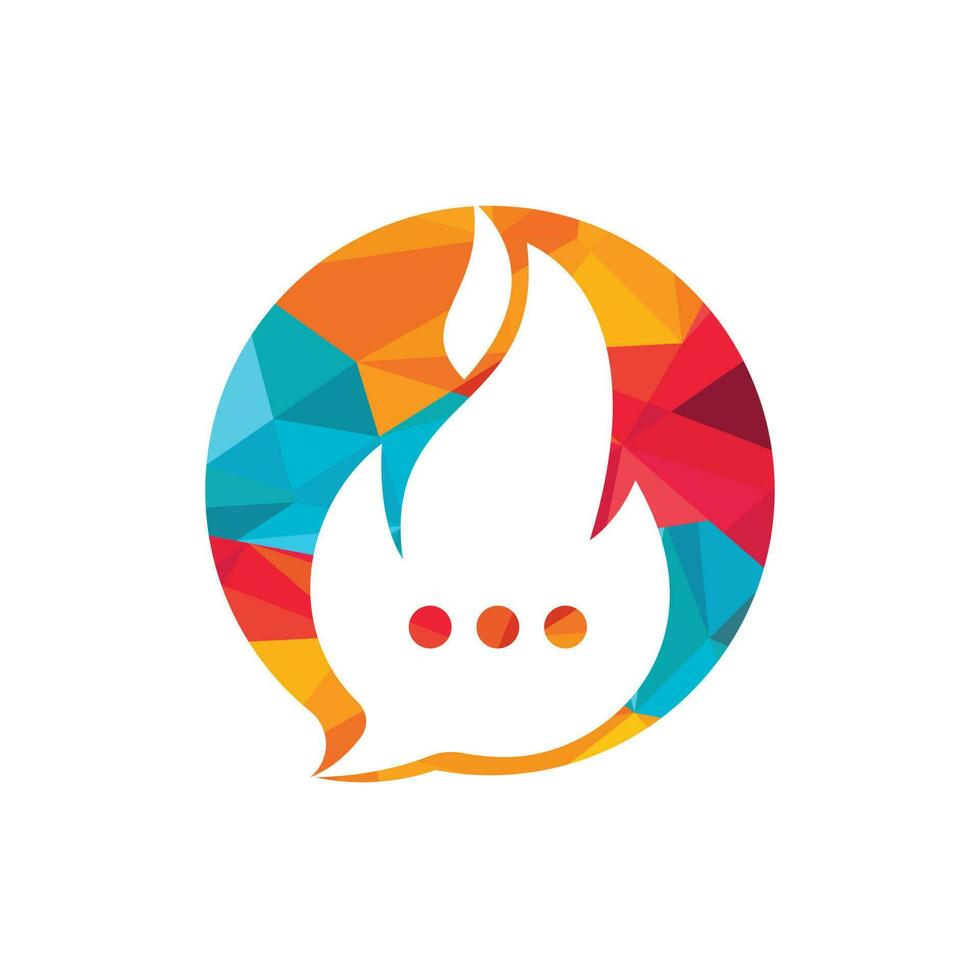 design de logotipo de vetor de conversa quente. conceito de design de logotipo de ícone de bate-papo de fogo.