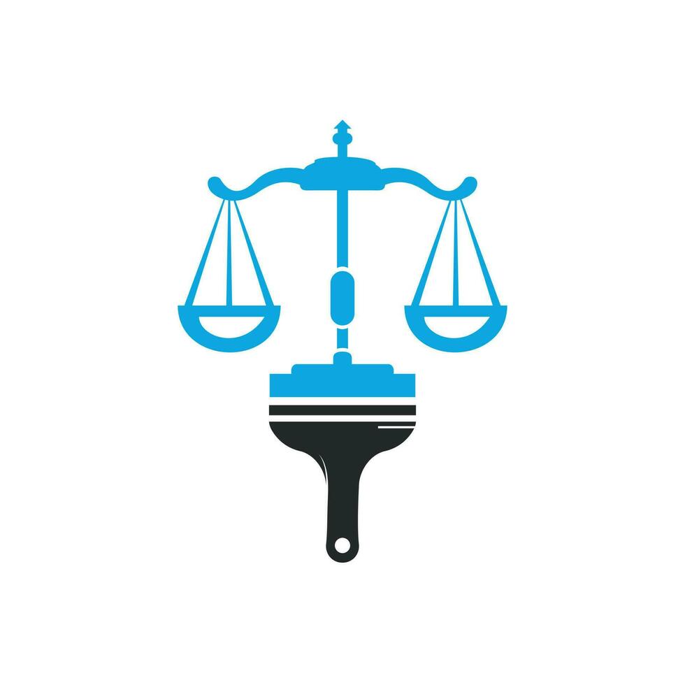 pintar o conceito de logotipo de vetor de lei. escala com design de vetor de ícone de pincel.