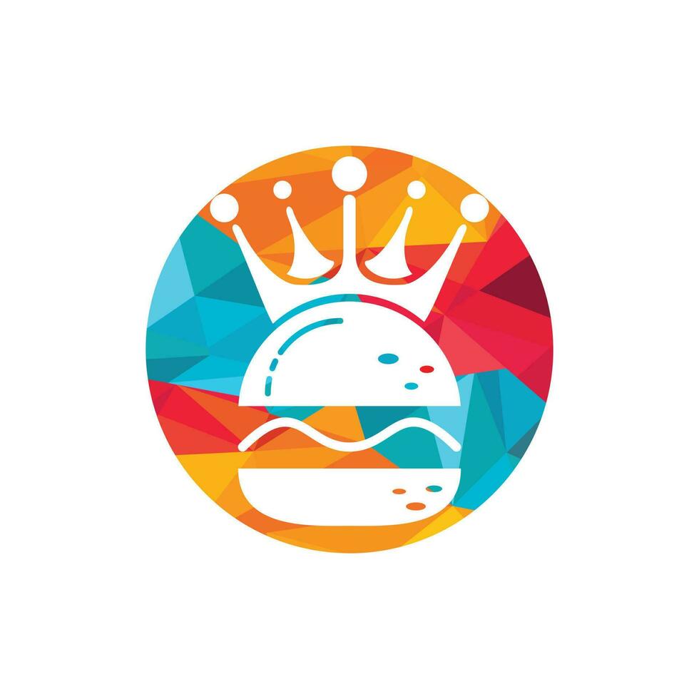design de logotipo de vetor de hambúrguer rei. hambúrguer com conceito de logotipo de ícone de coroa.