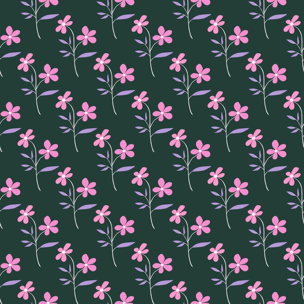 padrão sem emenda bonito flor simples. doodle fundo de plantas botânicas. papel de parede floral abstrato desenhado à mão. vetor