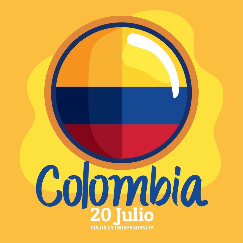 cartão de letras de independência da colômbia vetor