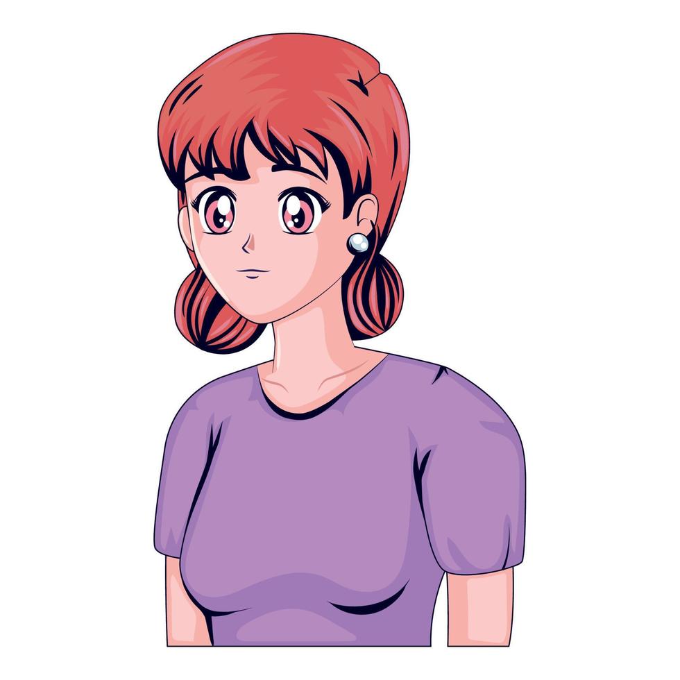 menina de anime cabelo vermelho vetor