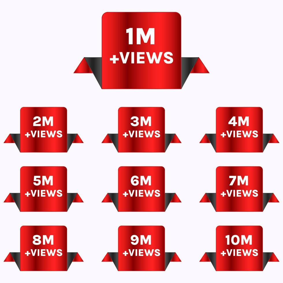 1m vistas design de fundo de celebração. Conjunto de 1 milhão de visualizações a 10 milhões de visualizações vetor