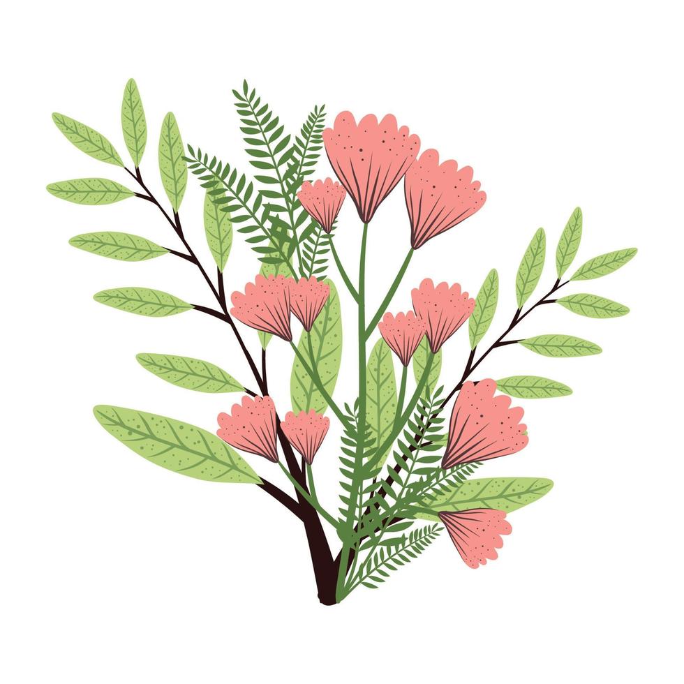 ramos e flores cor de rosa vetor