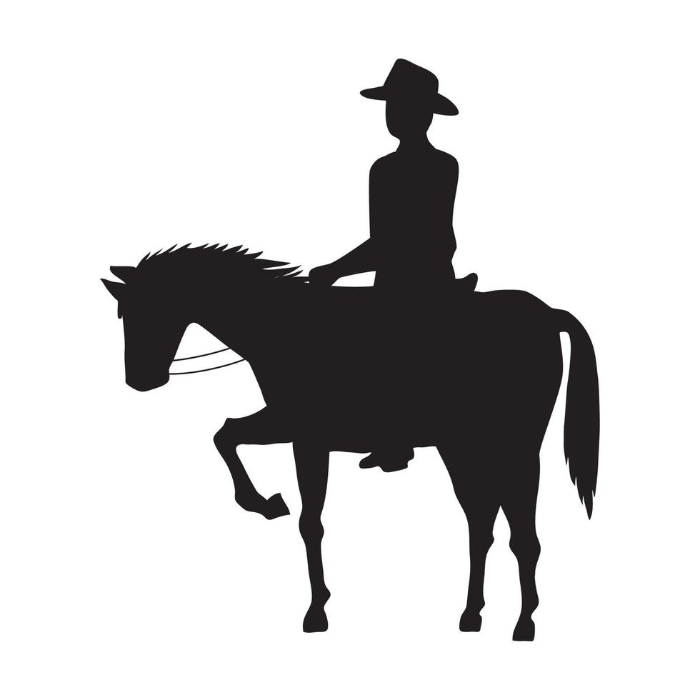 silhueta de cavalo e cowboy vetor