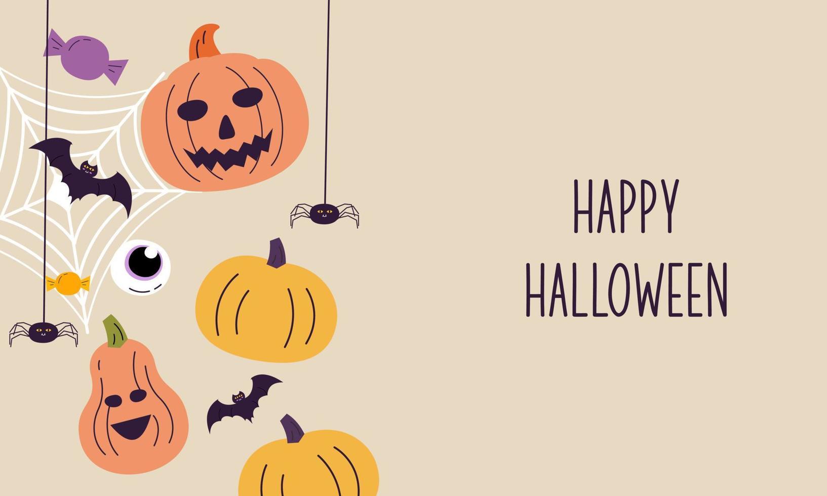 elementos gráficos para vetor de doodle de halloween. fundo de cartão de feliz dia das bruxas