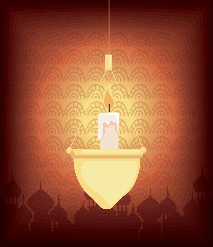 lanterna muçulmana com vela vetor