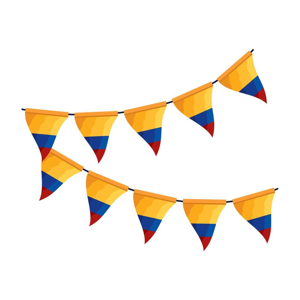 bandeira colombiana em guirlandas vetor