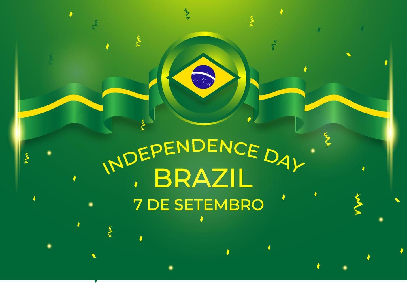 fundo do dia da independência do brasil com bandeira de fita a voar vetor