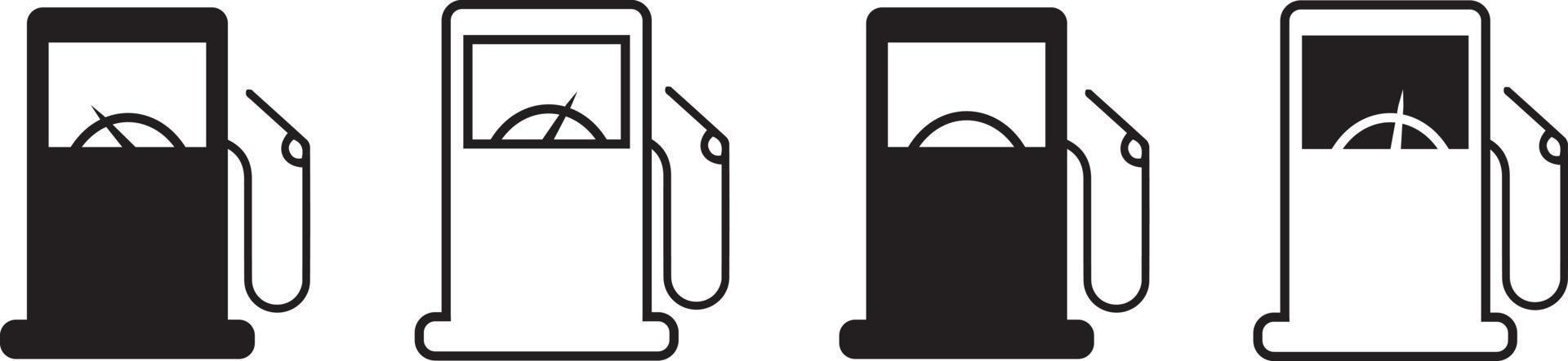 conjunto de ícones de vetor de posto de gasolina. estação com bomba de gasolina. sinal de bomba de gasolina isolado no fundo branco. ilustração vetorial