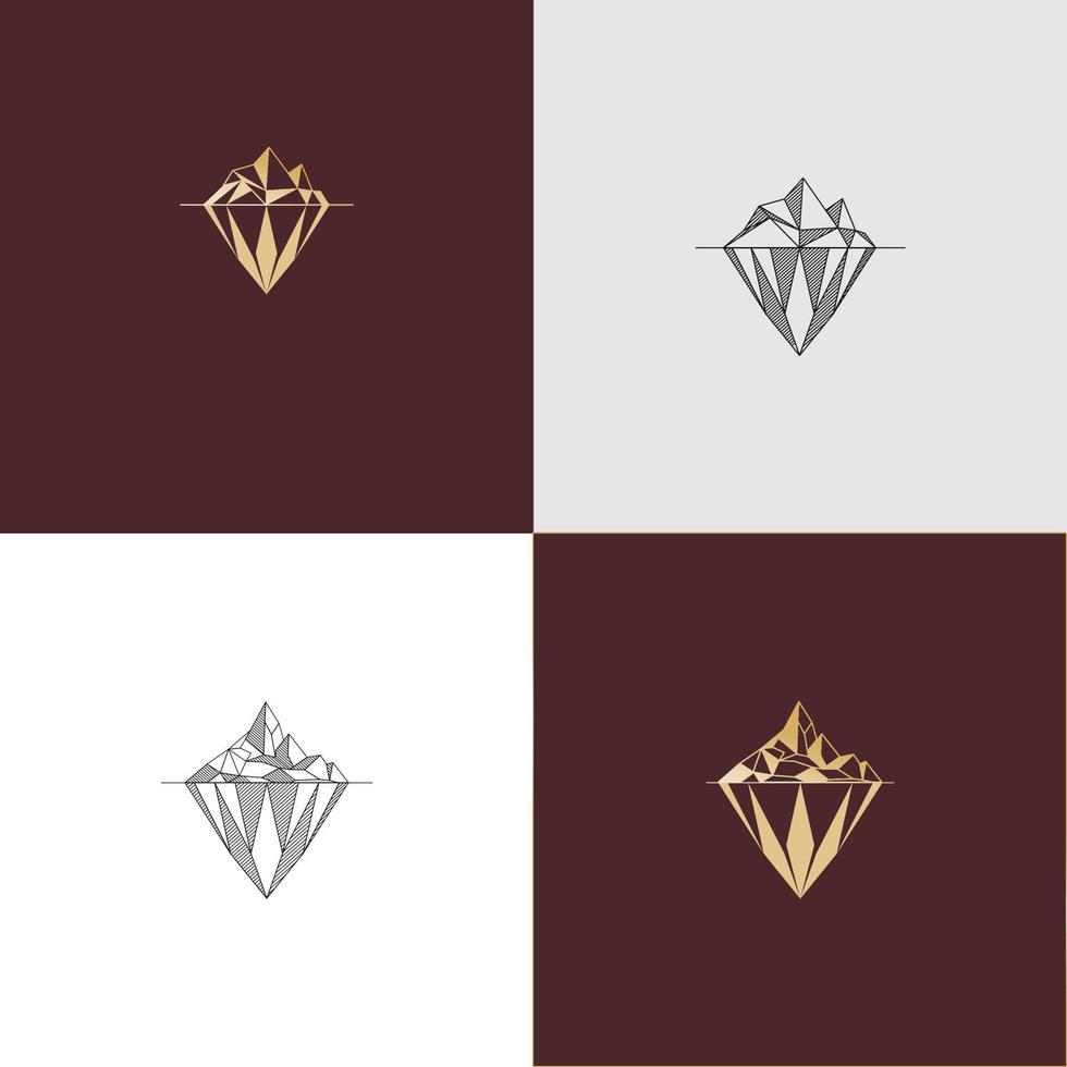 modelos de conjunto de ícones de logotipo de cristal de diamante de iceberg de luxo vetor