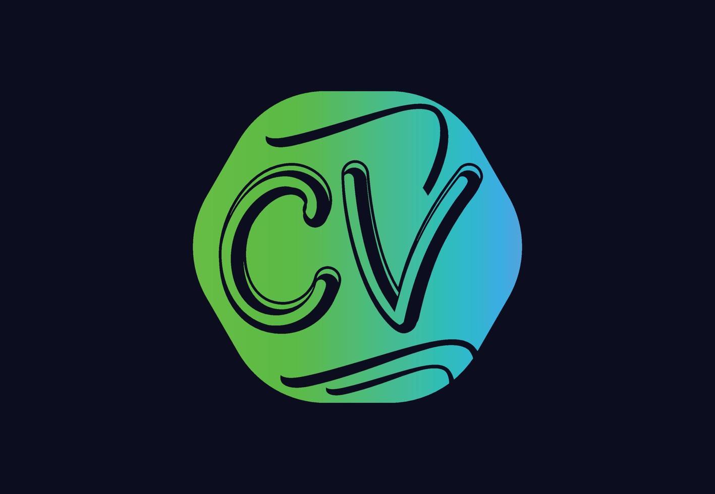 modelo de design de logotipo e ícone de carta cv vetor