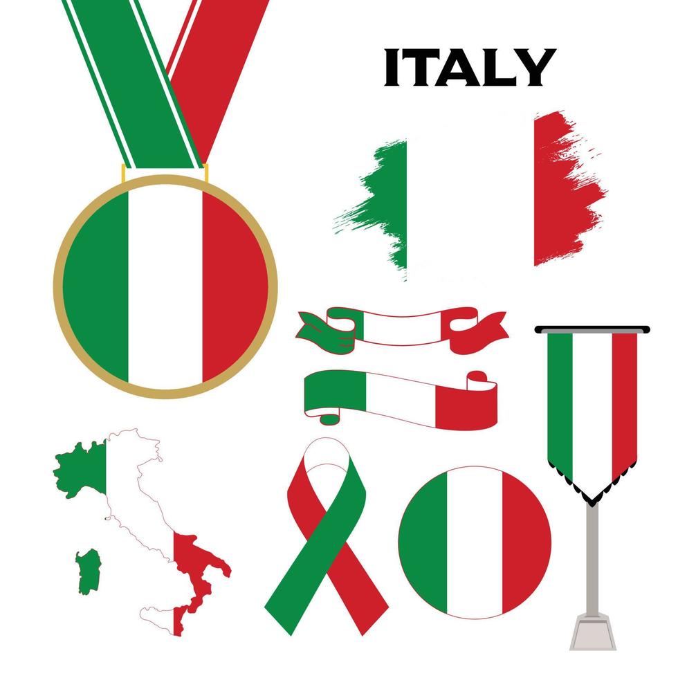 coleção de elementos com a bandeira da itália modelo de design vetor