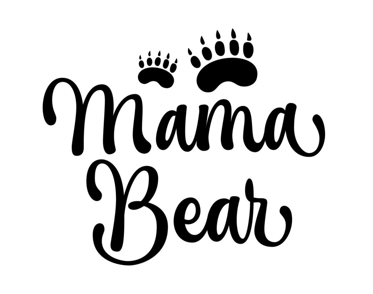 mama bear - elemento de design de tipografia fofa com pegadas de ursos. vetor