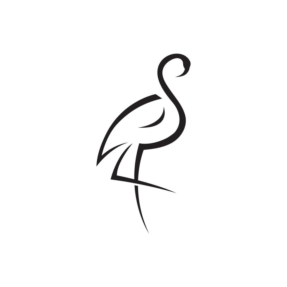 design de logotipo de pássaro de pernas compridas ou flamingo. logotipo com linhas, abstrato e simples. vetor