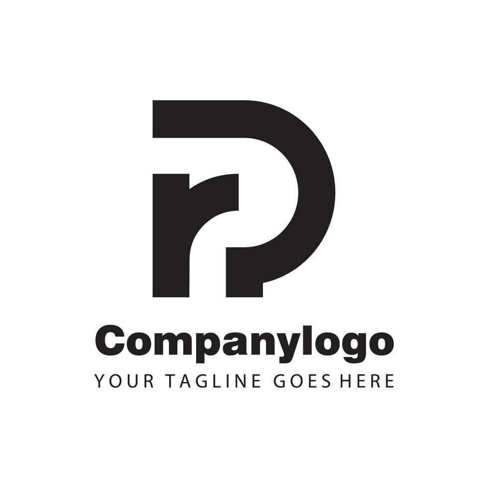 rp de letra preta simples para design de logotipo da empresa vetor