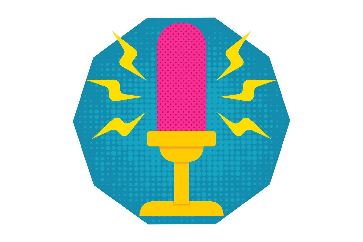 ícone de vetor de microfone amarelo sobre fundo branco