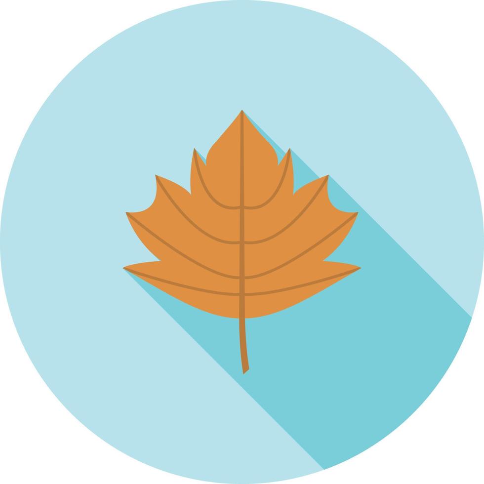 ícone de sombra longa plana de folha de outono vetor