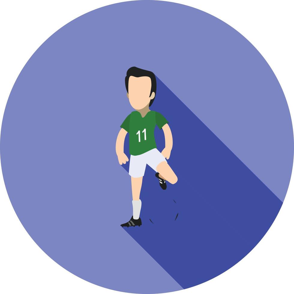 ícone de sombra longa plana de jogador de futebol vetor