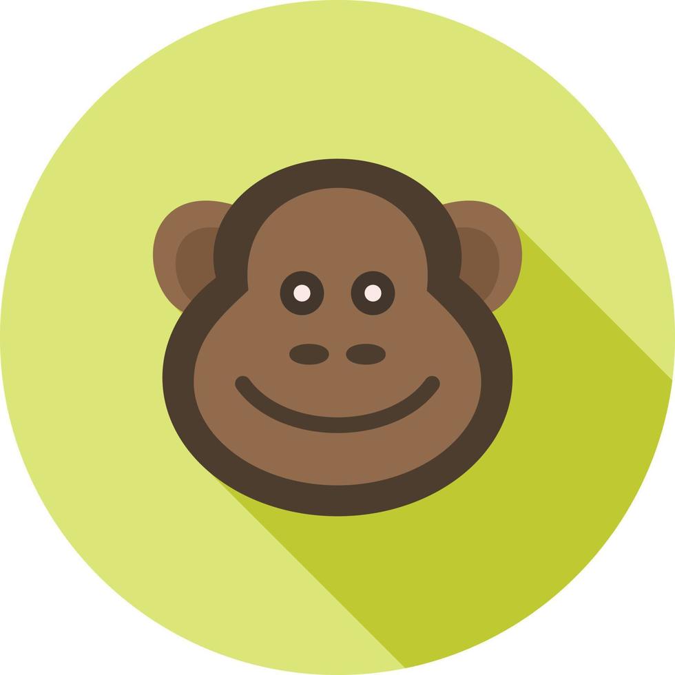 ícone de sombra longa plana de macaco vetor