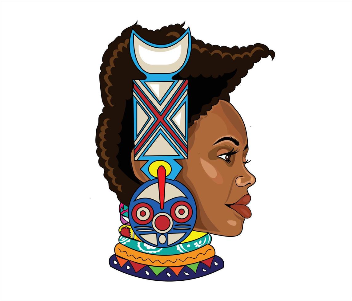 ilustração vetorial cultural africana de menina de pose de lado vetor