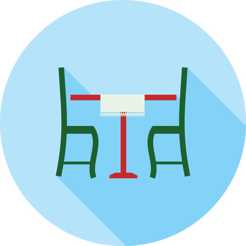 mesa de almoço plana ícone de sombra longa vetor