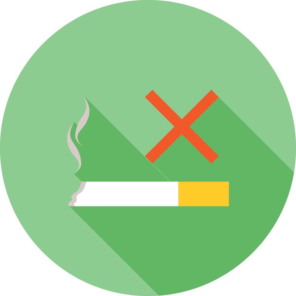 ícone de sombra longa plana de sinal de não fumar vetor