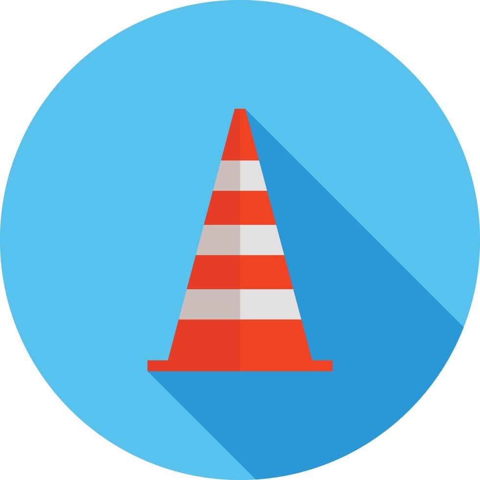 cone de tráfego ícone de sombra longa plana vetor