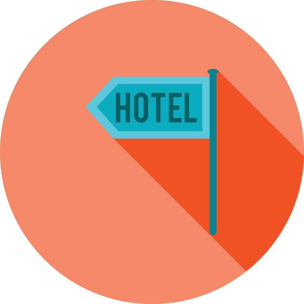 ícone de sombra longa plana de sinal de hotel vetor
