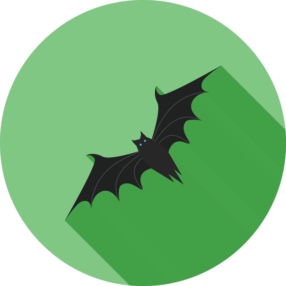ícone de sombra longa plana de morcego vetor