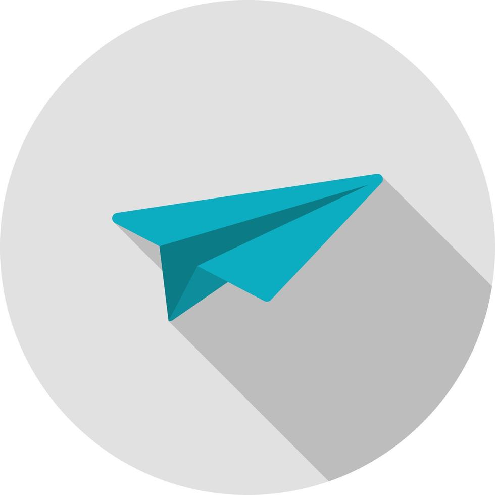 ícone de sombra longa plana de avião de papel vetor