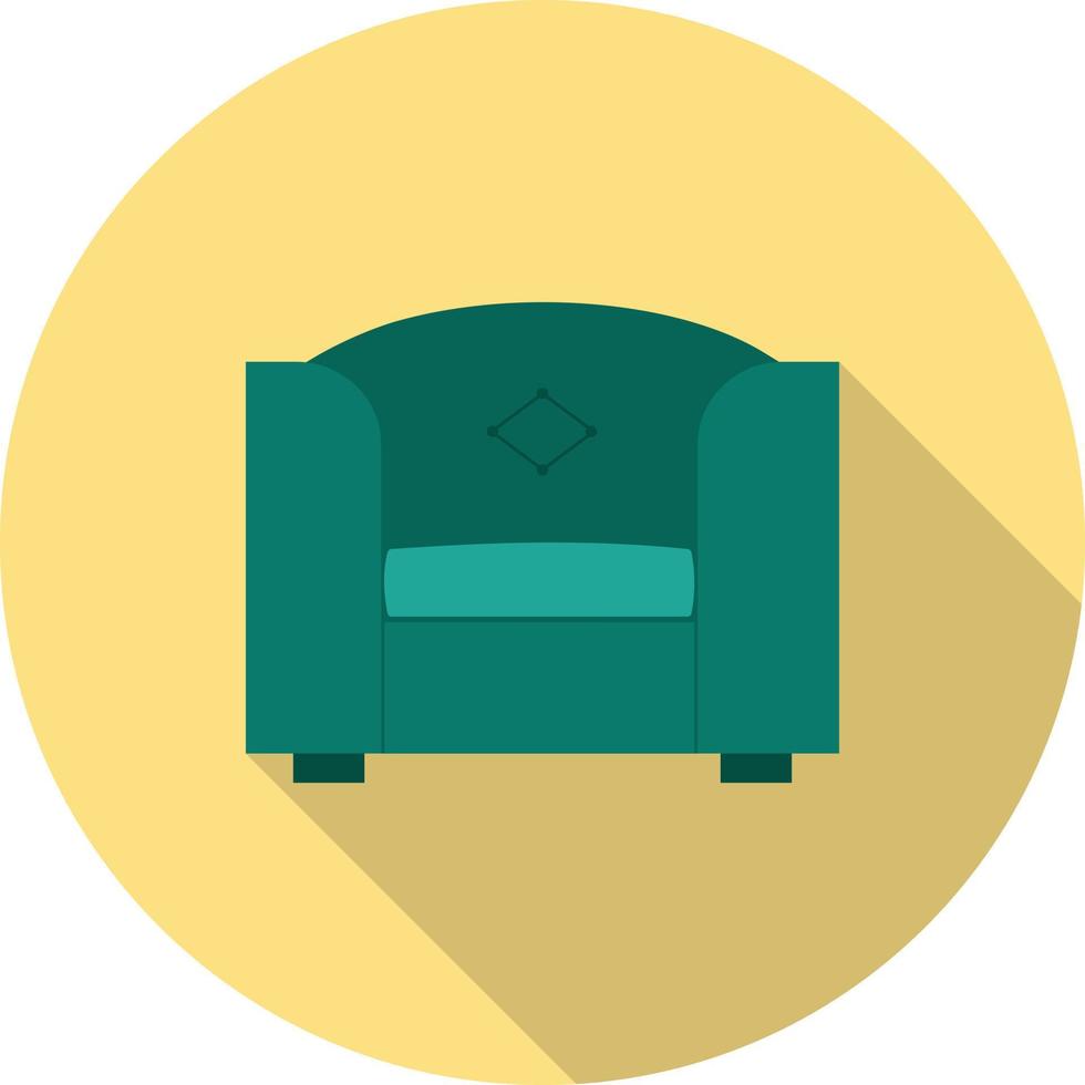 ícone de sombra longa plana de sofá único vetor