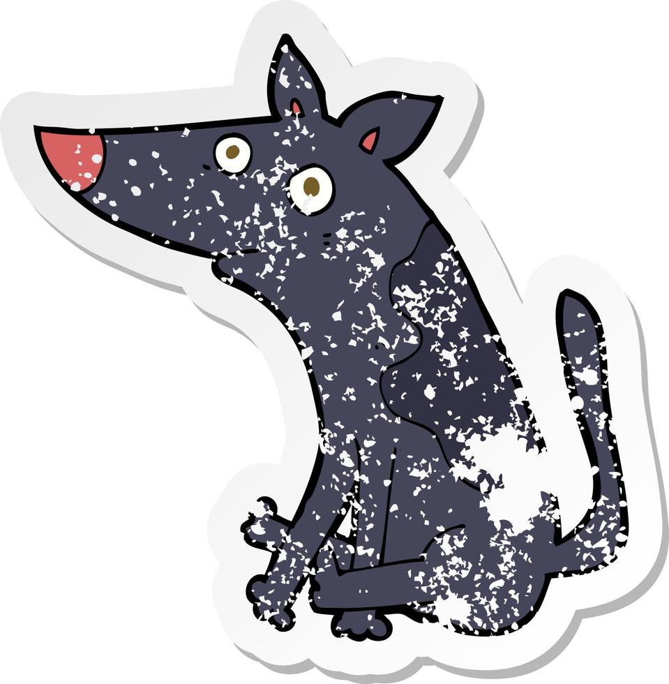 adesivo retrô angustiado de um cachorro de desenho animado vetor