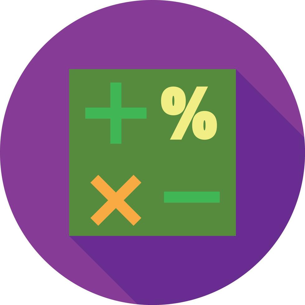 ícone de sombra longa plana de matemática vetor